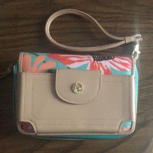 Spartina 449 multi phone wallet linen and leather